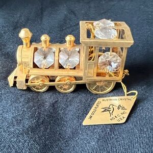 KG & C Gold-Plated Austrian Crystal Train Figurine - Gold